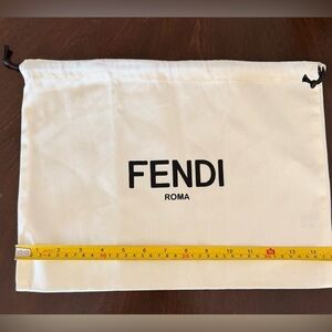 Fendi White Canvas Logo Dust bag with Black logo 15x11